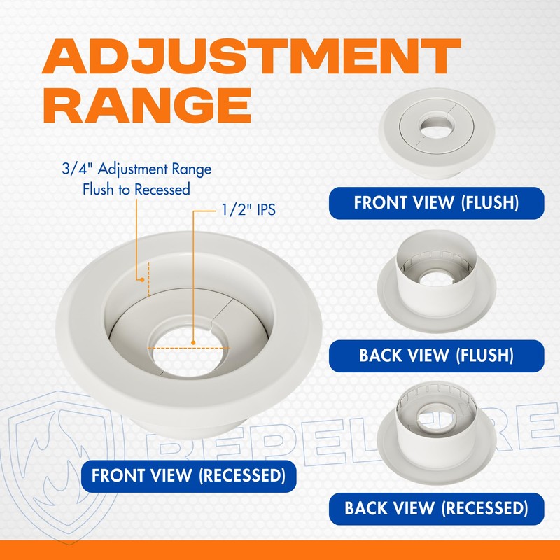 Retrofit Recessed Fire Sprinkler Escutcheon 1/2 in. IPS - Split