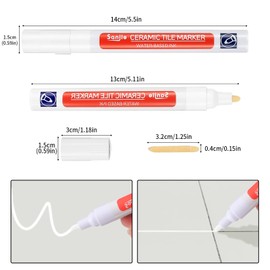 GOTRUST Fugenstift Wei?, 8 Stck Fugenwei? Stift fr Fliesen im Badezimmer, Fugen Reparatur Stift mit Ersatzspitze, Reparaturstift fr Fliesen Wand Bodenfliesenfuge Boden Kchen und Badezimmern