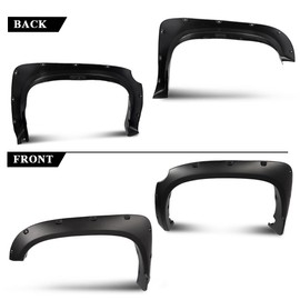 DOTCOM Fender Flares,Compatible with 2014-2021 Toyota Tundra,Wheel Arch Cover Trim Fender Splash Shield,Black Paintable Matte Pocket Smooth Riveted Style 4PCS