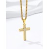 Bestyle CZ Gold Cross Necklace for Men - Sparkle White