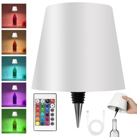 Hoide Wireless Bottle Lamp, Wine Bottle Lights with Touch Dimming, Rechargeable RGB Table Lamps, Bottle lamp Shade Waterproof Table Lamp for Bedroom, Bar, Restaurants and Outdoor Use