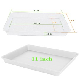 VUWEZ Plant Saucer Growing Tray, Seed Starter Tray Rectangular, Heavy Sturdy Plastic Plant Saucers Drainage Trays, Plant Drip Trays for Pots, Seed Starter Growing Tray (11 x 9 inch, 1 Pack)