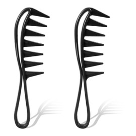 Pack of 2 Wide Tooth Combs, Black Curl Comb, Strands Comb, Wide Tooth Comb for Various Types of Hair, Hair Comb, Curling Comb for Home Salon, Hairdressing Comb