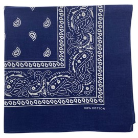 MDSTYLE 100% Cotton Bandana for Men & Women 22" x 22" Paisely Pattern Handkerchief Headband Scarf Dog (Navy)