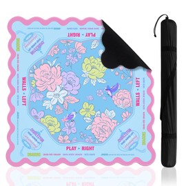 Soulchen Blue and Pink Scalloped Flower American Mahjong Mat Table Cover