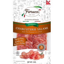 Fiorucci All Natural Charcuterie Salami, Nitrite & Antibiotic Free Pork, 7g of Protein, 3 ounce, Pack of 12