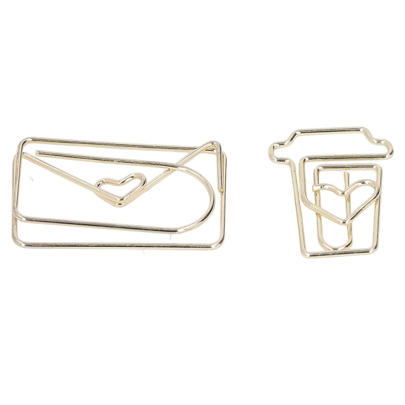 100Pcs Funny Planner Clips Anti Rust Electroplating Process Envelope Coffee