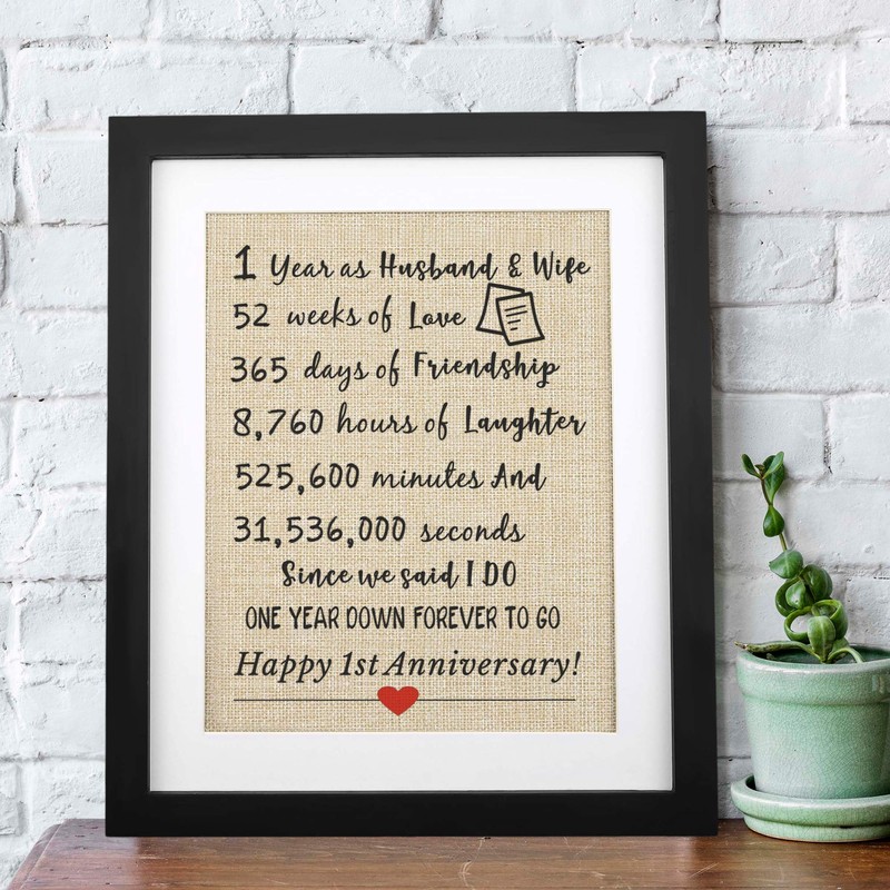 Corfara Framed 1st Anniversary Burlap Print 11" W X 13"