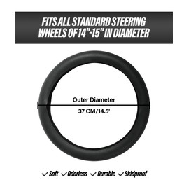 ESEWALAS Car Silicone Steering Wheel Cover,Soft Odorless Silicone Leather Texture Steering Cover,Car Interior Accessories,Universal 13-15inch Car Steering Wheel Protector (Black)