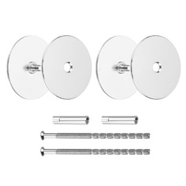 sourcing map Door Hole Cover Plate, 2" Dia Deadbolt Cover Plate Round Door Knob Hole Filler Plate Brushed Satin Nickel 1.38" Nut 3.54" Screws Silver Pack of 2