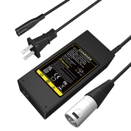 TREE.NB 42V 2A 3-Pin XLR Charger 36V Li-ion Battery Charging Adapter with 3-Pin Male XLR Connector