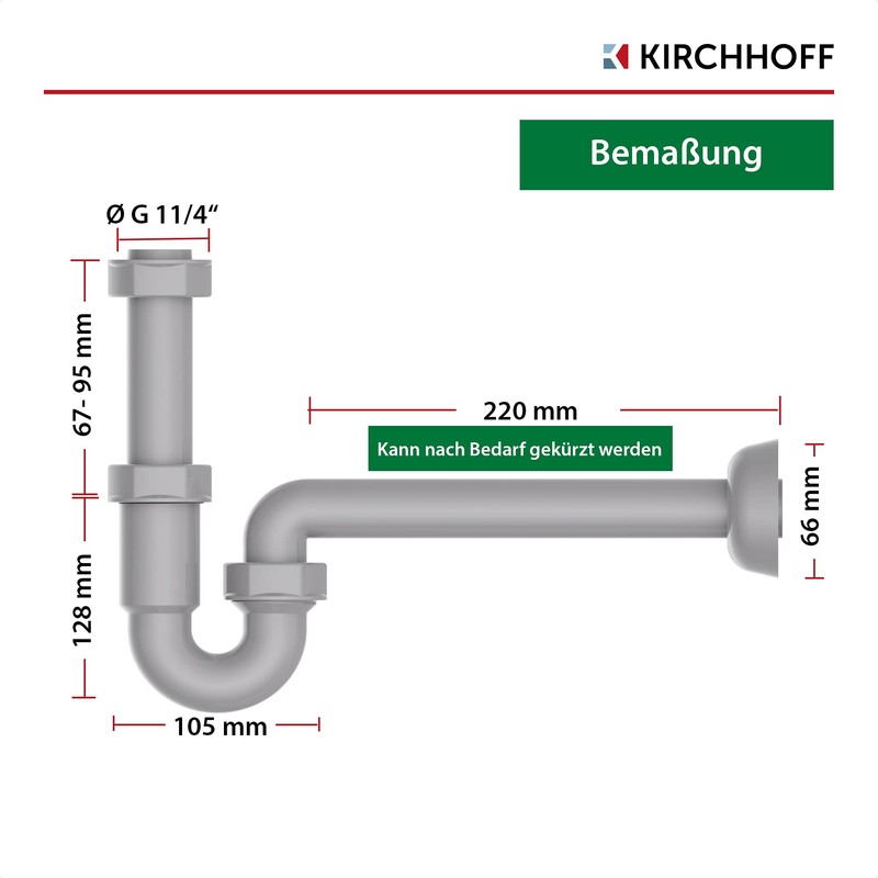 KIRCHHOFF ECO-SAVE 98801049 Siphon, Sustainable Drain, Odour Trap Made of
