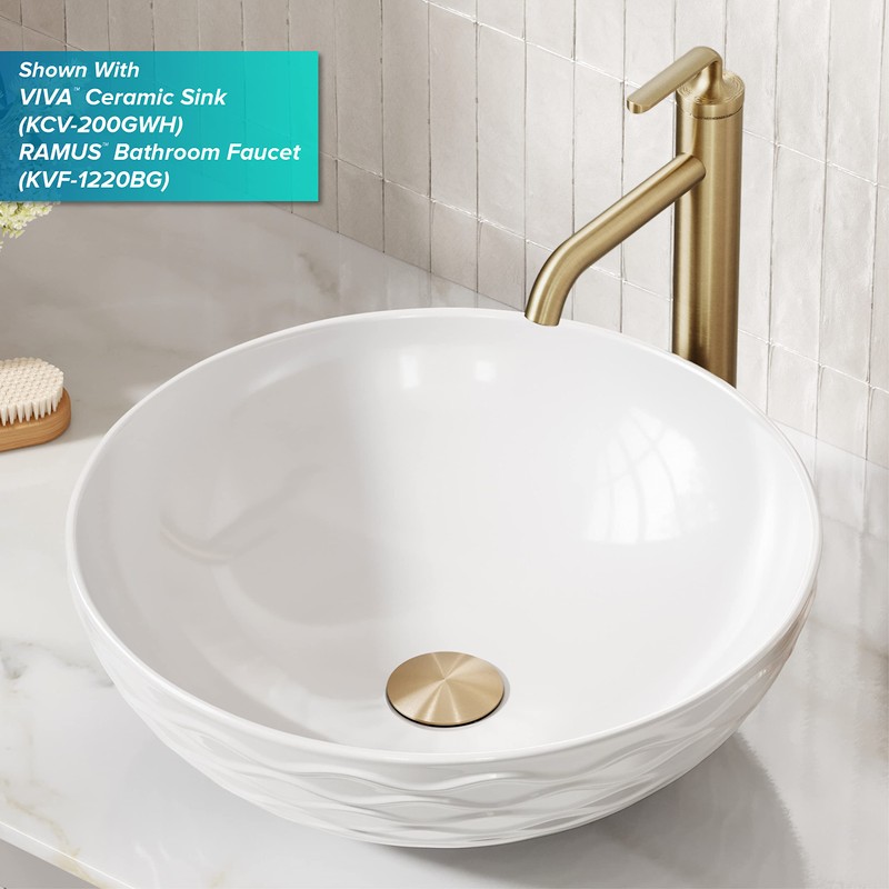KRAUS Bathroom Sink Pop-Up Drain Assembly in Brushed Gold for