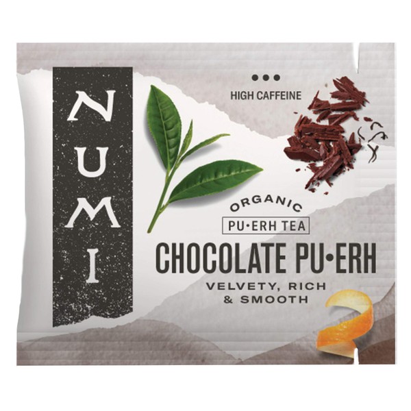 Numi Organic Chocolate Pu-erh Tea, 100 Tea Bags, Aged Yunnan Pu-erh Black Tea with Cocoa & Sweet Orange Peel, Caffeinated