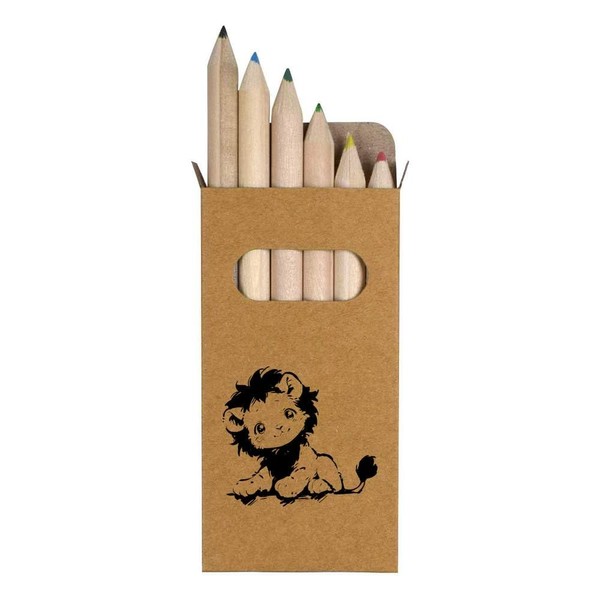 Azeeda 6 x 'Cute Sketchy Lion ' Short 85mm Pencils/Coloured