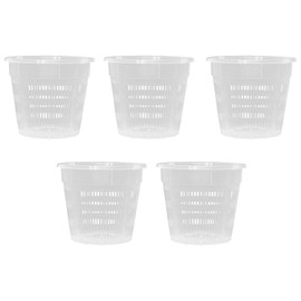 ALI2 Orchid Pots Transparent Orchid Pot Pack of 5 Diameter 16 cm Height 14 cm Plastic Orchid Pots with Holes Pot for Orchids Indoor Use