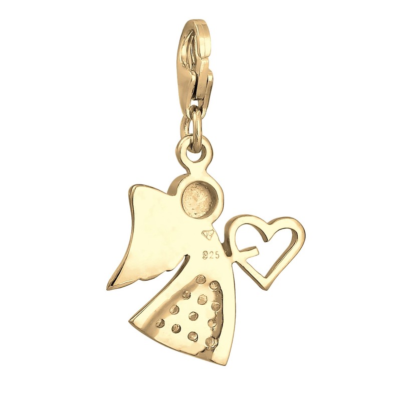 Nenalina Angel with Heart Charm Gold-Plated 925 Sterling Silver for