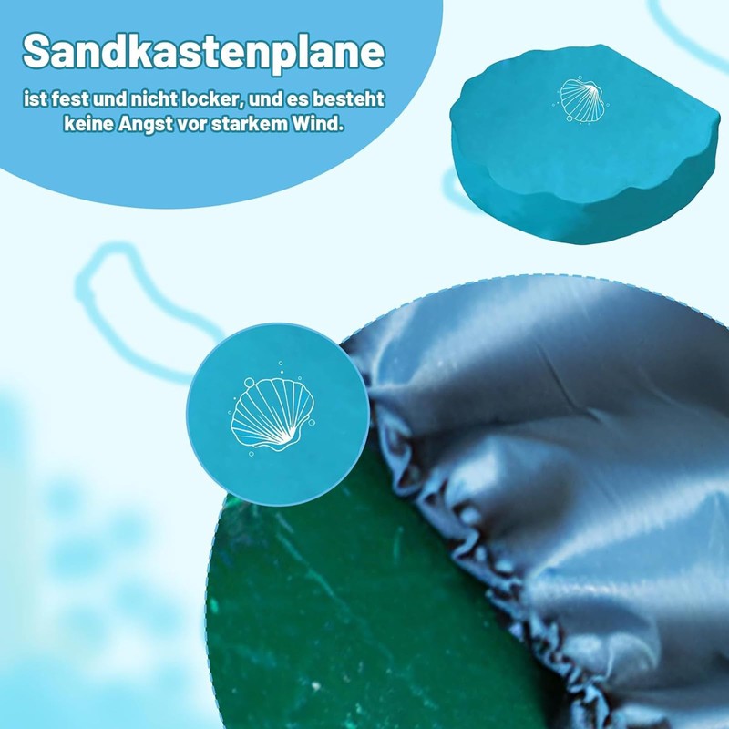 Sand Shell Cover, 100 x 15 cm Sandpit Cover, Waterproof