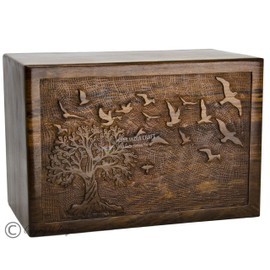 SIC Handmade & Engraved Wooden Urn for Human Ashes Adult Male & Female or Pet (Dog & Cat), Keepsake Decorative Memorial Burial Cremation Premium Rosewood Box, Size: 9 x 6 x 5 inches, Large - Brown