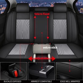 DISUTOGO Seat Cover Fit for GMC Canyon 2015-2025,5 Seats Full Set Car Seat Covers Leather Waterproof Breathable Seat Cover Protectors Comfort (2 Row 5 Seats, Black & Grey)