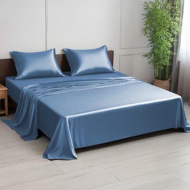 Linenwalas Premium 100% Viscose Derived from Bamboo Twin XL Sheet Set - Ultra Soft, Breathable & Cooling, Ideal for Hot Sleepers, 16" Deep Pocket, Hotel Luxury Bedding (Bahamas Blue)