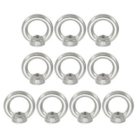 PATIKIL Lifting Eye Nut M5, 10Pcs 304 Stainless Steel Female Thread Nuts Fastener Shoulder Metric Ring for Marine