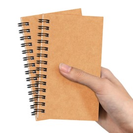 Jutom 2 Pcs Small Spiral Notebooks Memo Pads 3x5 Bulk Small Pocket Notebooks Mini Notepads with Lined Pages Small Journals for Office School Work Writing Supplies,120 Pages (Kraft Color)