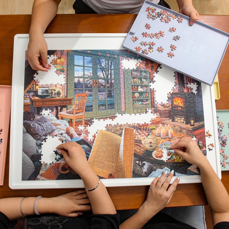 Playboda 1000 Pieces Rotating Plastic Puzzle Board with Drawers and