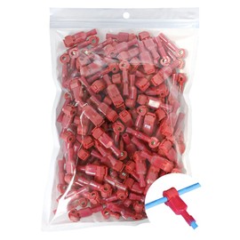 Vrupin 280 PCS PCS T Tap Wire Connectors - Red 22-18AWG - Waterproof Wire Tap Connectors, T Taps for Wiring Automotive, Self Stripping Quick T Splice Electrical Wire Connectors Terminals Kit