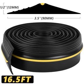 MYFAMIREA 16.5FT Garage Door Bottom Threshold Seal Strip with 300ml Black Adhesives, Universal Rubber DIY Bottom Floor Threshold Seal, Weatherproofing Weather Stripping Replacement