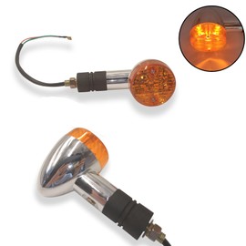 VRWEARE Universal 2pcs LED Motorcycle Turn Signals Chrome Bullet Front Rear Lights Blinker Indicator 12V Compatible with Honda Harley Kawasaki Suzuki Yamaha