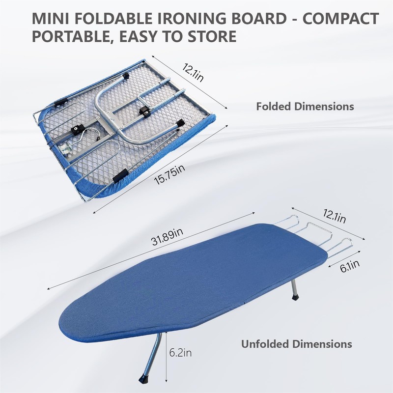 Metal Foldable Tabletop Ironing Board with Iron Rest, Portable Ironing