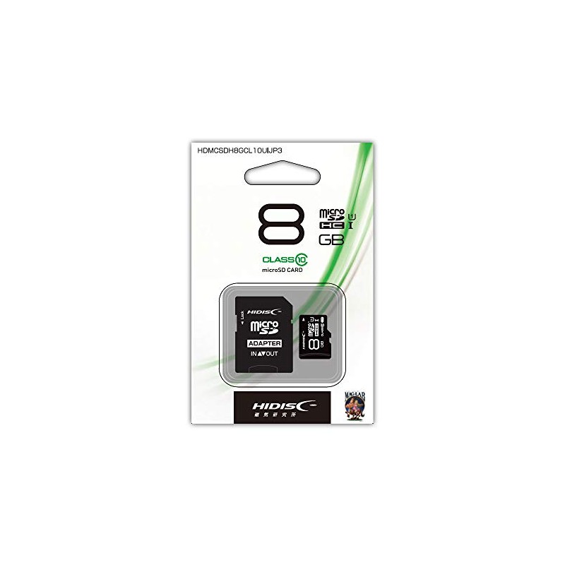 HIDISC HDMCSDH8GCL10UIJP3 MicroSDHC Card 8GB CLASS10 UHS-1 Compatible with SD