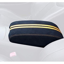 RedlineGoods Armrest cover type 3 compatible with Infiniti G37 (V36) 2008-13 Alcantara black stitch silver