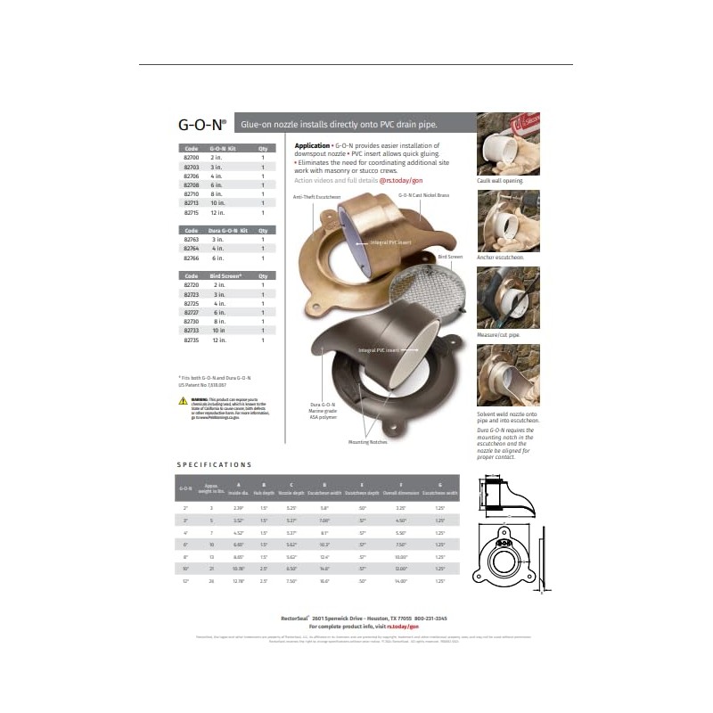 RectorSeal Dura G-O-N 82764 Nozzle & Escutcheon, Direct Install, Plumbing,