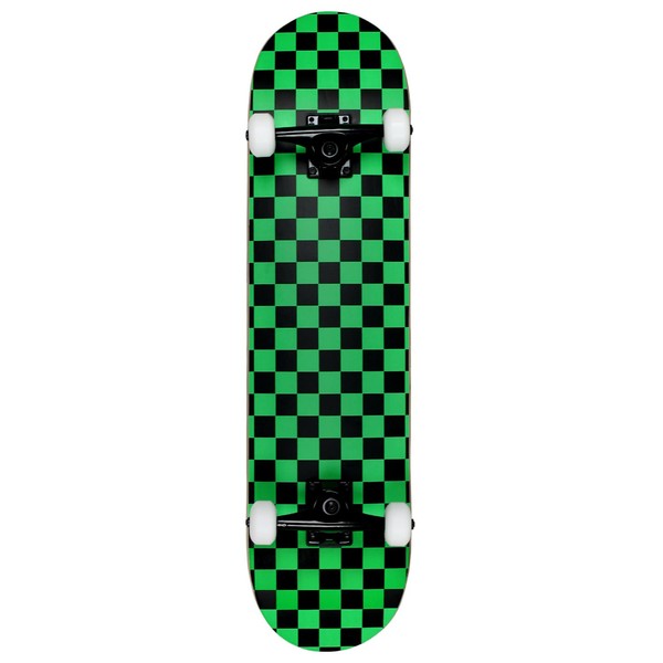 Krown Rookie Checker Skateboard, Black/Green, 7.75"