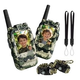 Video Walkie Talkies for Kids, 2 Pack Camo 2 Way Radio Toys for 3-12 Year Old Boys, Long Range Handheld Walkie Talkie for Outdoor Adventure Camping Hiking, Best Birthday Gifts