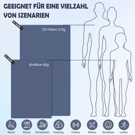 YC Kitchen Microfibre Towel, Quick-Absorbing Microfibre Fitness Towel, Suitable for Sports Towel, Travel Towel, Beach Towel, 40 x 80 cm