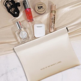 OULIGET Small Purse Makeup Bag for Women with inner bag,Elastic Open Close Storage Bag Mini Travel Storage Bag,Waterproof Organizer Pouch for Lipstick Cosmetics Headphones Jewelry (White)