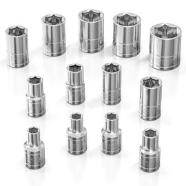 Olsa Tools SAE Shallow Socket Set - 1/4-Inch Drive, 13pc - 6-Point Chrome Sockets 1/8" to 5/8" and No Skipped Sizes - Mechanic Shallow SAE Socket Set - Professional Grade Short Sockets - Part: 1330