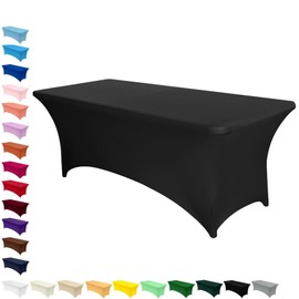 AMFUN Spandex Tablecloth, 1 Piece 6 ft Stretch Tablecloth, Rectangular Tailored, Washable and Wrinkle-Free Tablecloth for Outdoor Event Wedding Banquet