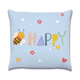 Xolytar Bee Happy Throw Pillow Cover,Themed Decorative Pillow Case for Couch Bed Sofa,18x18 Pillow Cover Cases, for Kids Women and Home Decor