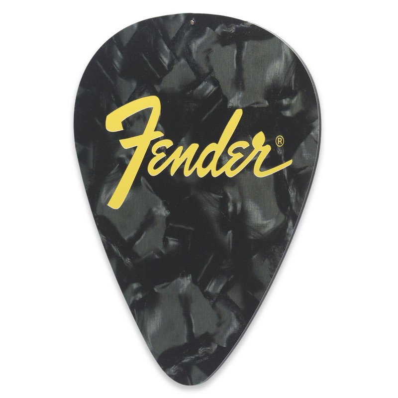 Fender Guitar Pick Silver Metal Sign - Fun Fender Wall