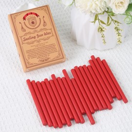 Red Sealing Wax Sticks, WASOHLING 20Pcs Glue Gun Wax Seal Sticks for Wax Seal Stamp, Red Wax Seals for Christmas Wedding Invitation Envelope Letter Seals, Craft Adhesive (Mini Size)