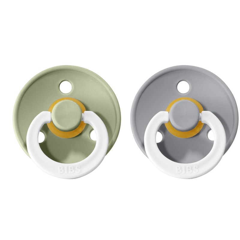 Bibs Dummies, 2-Pack of Colourful Dummies, Natural Rubber Danish Dummies