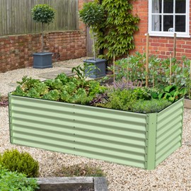 Galvanized Raised Garden Bed Box Outdoor 24" Tall Raised Beds for Gardening Planter Outdoor Garden Boxes Outdoor Raised Metal Raised Garden Beds for Vegetables 72"X36"X24", Sage Green