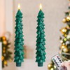 Zevanor Green Tree Flameless Real Wax Taper Candles with Remote
