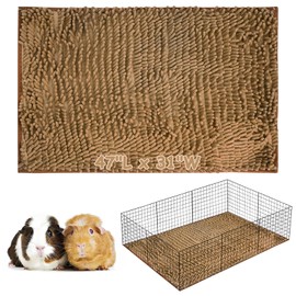 PINVNBY Guinea Pig Cage Liner Washable Guinea Pig Fleece Cage Liners Reusable & Non-Slip Guinea Pig Pee Pads Small Animal Cage Accessories for Bunny Rabbit Hamster Rat Ferret (Brown, 47" x 31")