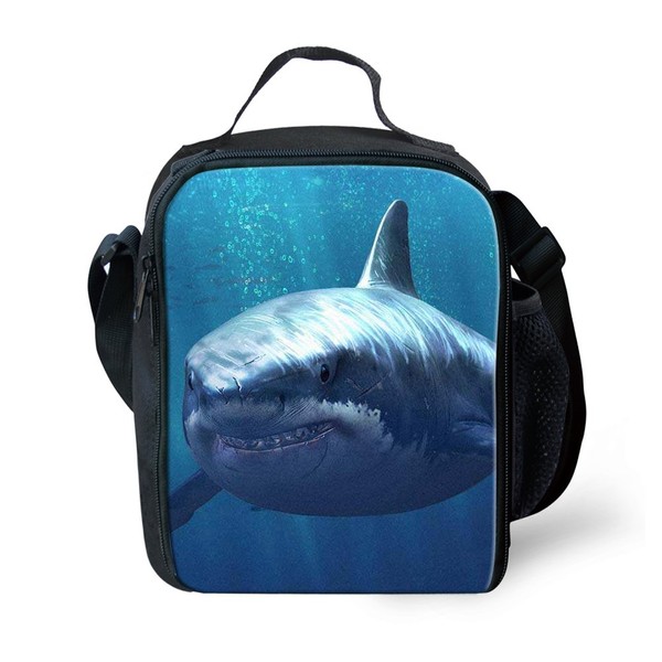 Amzbeauty Shark Lunch Bag for Kids Insulated Reusable Square Portable