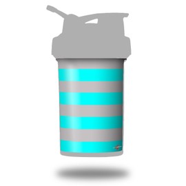 Decal Style Skin Wrap works with Blender Bottle 22oz ProStak Psycho Stripes Neon Teal and Gray (BOTTLE NOT INCLUDED)